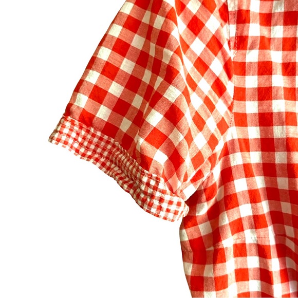 Esprit short sleeve cinched Gingham red shirt - Picture 6 of 7